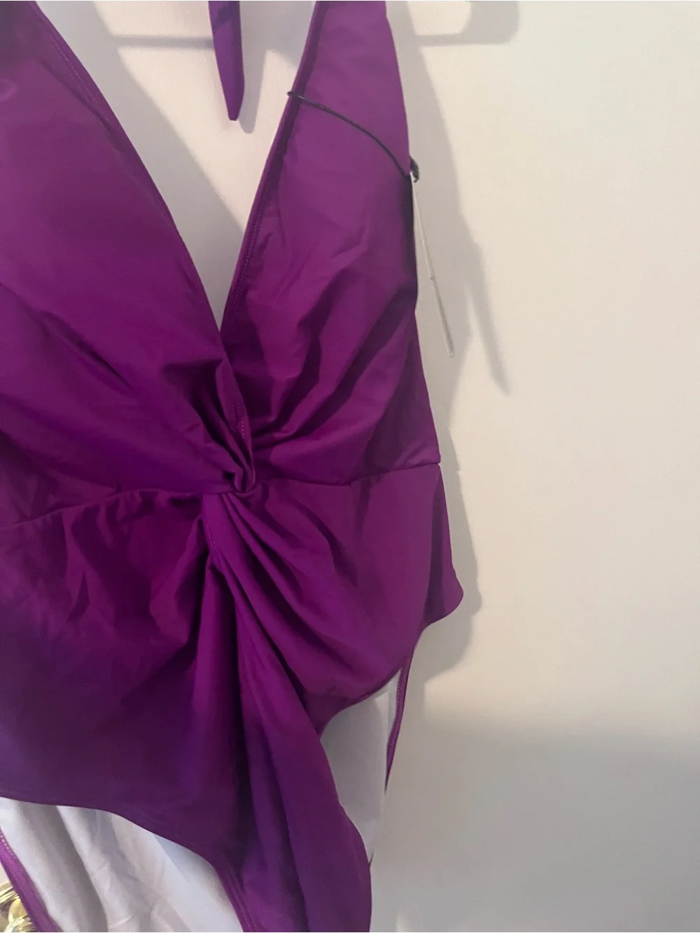 NWT Sea Serenity Deep V-Neck Twist One Piece Swimsuit Eggplant Purple 2X